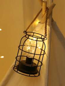 Đèn Rỗng Ra Trên Tay Cầm Đèn Trang Trí, Nhựa Hiện Đại Màu Đen Đèn Trang Trí Cho Gia Đình - Màu vàng - Xem 2