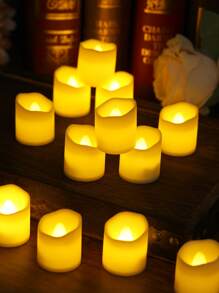 6 cái/bộ Nến không lửa LED bằng nhựa, Nến không lửa điện tử màu be lãng mạn cho gia đình - Màu vàng - Xem 2