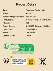 6 cái/bộ Nến không lửa LED bằng nhựa, Nến không lửa điện tử màu be lãng mạn cho gia đình - Màu vàng - Xem 6