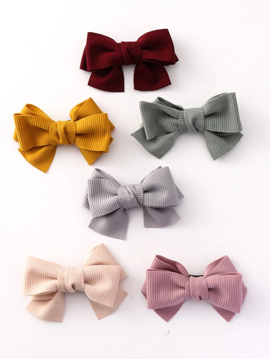 6入組女孩蝴蝶結裝飾時尚鴨嘴夾適用於頭髮裝飾用品