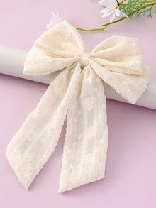 1pc Toddler Girls Bow Decor Fashion French Clip For Hair Decoration - Beige - View 1