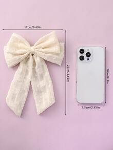 1pc Toddler Girls Bow Decor Fashion French Clip For Hair Decoration - Beige - View 3