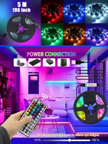 Dải đèn LED RGB, 1/2/3/5/10M, 30/60/90/150/300 đèn LED, Đèn nền TV sáng tạo, Dải đèn LED đổi màu, Điều khiển từ xa, Trang trí phòng ngủ, Đèn hành lang quầy bar - màu đen - Xem 7