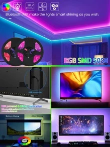 Dải đèn LED RGB, 1/2/3/5/10M, 30/60/90/150/300 đèn LED, Đèn nền TV sáng tạo, Dải đèn LED đổi màu, Điều khiển từ xa, Trang trí phòng ngủ, Đèn hành lang quầy bar - màu đen - Xem 8