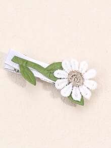2pcs Toddler Girls Flower Decor Cute Alligator Hair Clip For Hair Decoration - Multicolor - View 3