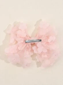 1入組小女童花和蝴蝶結裝飾時尚鴨嘴夾適用於頭髮裝飾用品 - 粉色 - 查看 2