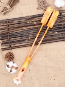 1pc Bamboo Joint Decor Double-sided Neck Massage Punch - Orange - View 5