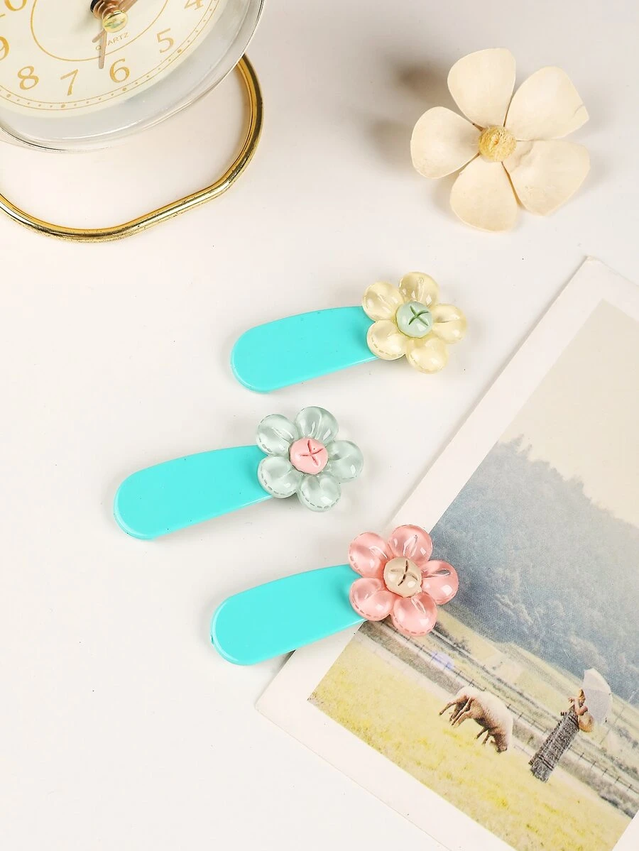 1入組小女童花朵裝飾可愛髮夾適用於頭髮裝飾用品