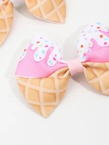 2 chiếc kẹp tóc hình nơ dễ thương họa tiết kem cho bé gái tuổi teen, dùng để trang trí tóc. - Nhiều màu - Xem 4