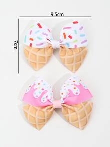 2 chiếc kẹp tóc hình nơ dễ thương họa tiết kem cho bé gái tuổi teen, dùng để trang trí tóc. - Nhiều màu - Xem 5