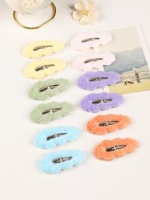 2pcs Toddler Girls Fluffy Cloud Shaped Fashion Snap Clip For Hair Decoration - Yellow - View 1