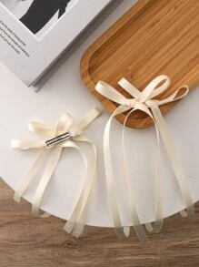 2入組小女童蝴蝶結裝飾時尚鴨嘴夾適用於頭髮裝飾用品