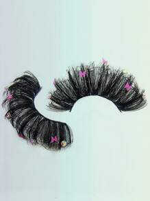 Asiteo 25 毫米水钻蝴蝶闪光装饰浓密假睫毛，适合派对和舞会 - 黑色 - 查看 5