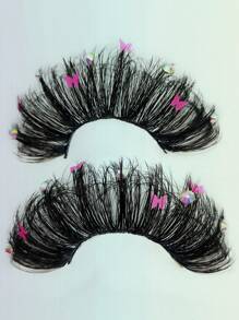 Asiteo 25 毫米水钻蝴蝶闪光装饰浓密假睫毛，适合派对和舞会 - 黑色 - 查看 6