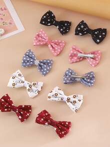 10入組小女童蝴蝶結裝飾時尚鴨嘴夾適用於頭髮裝飾用品
