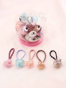 20入組小女童兔子和星形裝飾可愛髮圈適用於頭髮裝飾用品