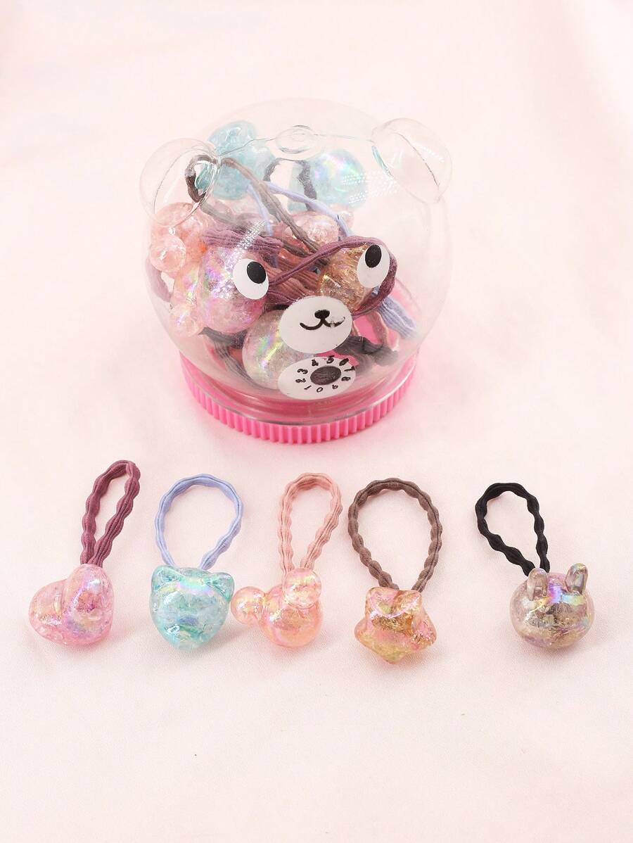 20入組小女童兔子和星形裝飾可愛髮圈適用於頭髮裝飾用品