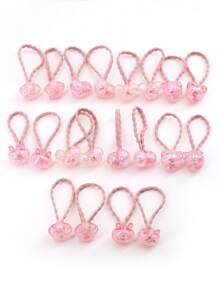 20pcs Toddler Girls Rabbit & Star Decor Cute Hair Tie For Hair Decoration - Pink - View 2