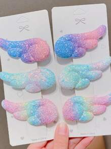 6入組小女童翅膀裝飾時尚髮夾適用於頭髮裝飾用品