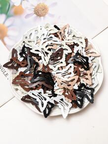 50 件裝女孩白色和棕色蝴蝶髮夾,彩色鐵質 Bb 夾,適合日常生活或度假 - 咖啡棕 - 查看 2