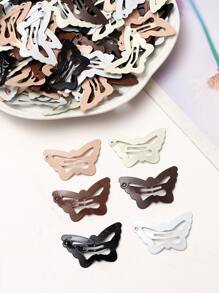 50 件裝女孩白色和棕色蝴蝶髮夾,彩色鐵質 Bb 夾,適合日常生活或度假 - 咖啡棕 - 查看 3