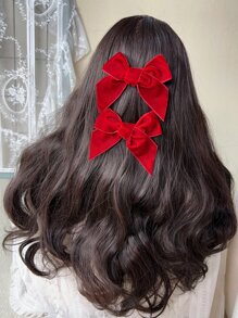 2入組小女童蝴蝶結裝飾時尚髮夾適用於頭髮裝飾用品