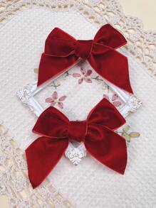 2入組小女童蝴蝶結裝飾時尚髮夾適用於頭髮裝飾用品