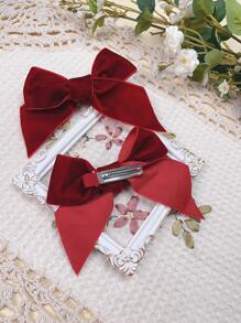 2入組小女童蝴蝶結裝飾時尚髮夾適用於頭髮裝飾用品