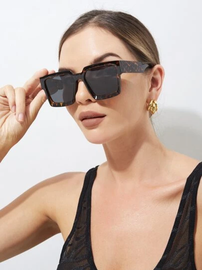 1 st. plastglasögon för kvinnor, vintage, fyrkantiga, stora bågar, leopardmönster, klassiska, casual, utomhus, sport, mode, resor, strandaccessoarer, för kvinnor, glasögon, , grunder, höst, vinter, kläder, affärsmässiga, presenter, sommar, strandsemester, utomhus, resor