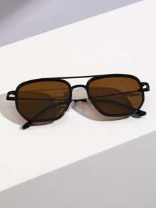 1pc Women's Mirrored Aviator Frame Bohemian Style Fashion Outdoor Protective Travel Daily Accessory - màu nâu - Xem 2