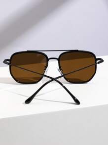 1pc Women's Mirrored Aviator Frame Bohemian Style Fashion Outdoor Protective Travel Daily Accessory - màu nâu - Xem 3