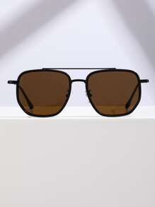 1pc Women's Mirrored Aviator Frame Bohemian Style Fashion Outdoor Protective Travel Daily Accessory - màu nâu - Xem 4