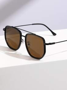 1pc Women's Mirrored Aviator Frame Bohemian Style Fashion Outdoor Protective Travel Daily Accessory - màu nâu - Xem 5