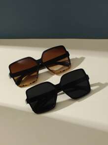 2 chiếc kính thời trang trang trí bằng nhựa hình vuông dành cho nữ - Nhiều màu - Xem 1