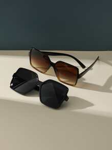 2 chiếc kính thời trang trang trí bằng nhựa hình vuông dành cho nữ - Nhiều màu - Xem 2