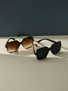 2 chiếc kính thời trang trang trí bằng nhựa hình vuông dành cho nữ - Nhiều màu - Xem 3