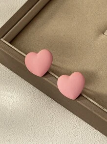 心形耳钉 情人节、妈妈、母亲、母亲节、礼物 - 粉色 - 查看 2