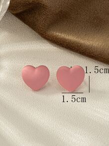 心形耳钉 情人节、妈妈、母亲、母亲节、礼物 - 粉色 - 查看 3