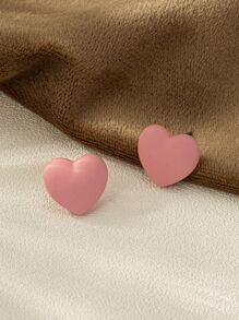 心形耳钉 情人节、妈妈、母亲、母亲节、礼物 - 粉色 - 查看 4