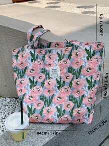 夏季超級清新歐美法式菱形小花紋時尚學生背包，情人節玫瑰愛心物品 - 彩色 - 查看 4