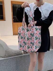 夏季超級清新歐美法式菱形小花紋時尚學生背包，情人節玫瑰愛心物品 - 彩色 - 查看 6