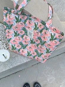 夏季超級清新歐美法式菱形小花紋時尚學生背包，情人節玫瑰愛心物品 - 彩色 - 查看 8