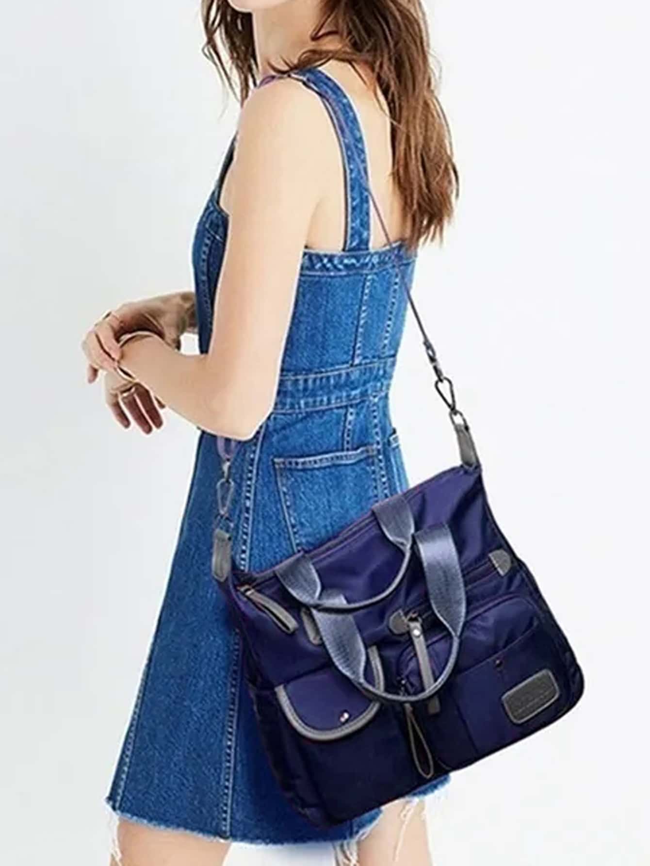 Women's Nylon Shoulder Bag Waterproof Crossbody Bag Large Capacity Multifunctional Tote Travel Bag