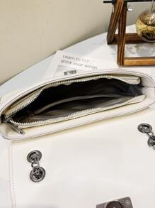 Rhinestone Decor Flap Square Bag Fashion - White - View 4