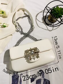 Rhinestone Decor Flap Square Bag Fashion - White - View 7