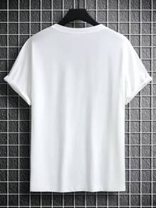 Manfinity Homme Men Cotton Solid V Neck Plain Casual Cotton Short Sleeve Tee, Boyfriend Gift, For Work - White - View 2