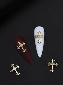 Halloween 4 cái Vàng Rhinestone Trang trí Thiết kế Chữ thập Nghệ thuật Làm móng Trang trí Phong cách Châu Âu và Mỹ Ánh sáng Sang trọng Đồng khảm Zirconia Móng tay Chữ thập, Phong cách Gothic Tối kim loại Trang trí Kim cương, Ba chiều Đơn giản Đa năng Kim cương Flash Móng tay, Kết cấu kim loại Y2k Trang trí Nghệ thuật Làm móng DIY, Phụ kiện Trang trí Móng tay Giả Rhinestone Móng tay Bùa chú Móng tay Đồ dùng Làm móng Đá quý Làm móng - Vàng - Xem 2