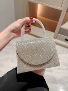 Moonlit EveBag Thời trang, Tối giản, Giản dị, Lấp lánh Bling, Sequin, Sang trọng, Trang trí bằng kim cương nhỏ sáng bóng Túi vuông lấp lánh Quyến rũ, Ví cô dâu hoàn hảo cho đám cưới, Tiệc vũ hội & sự kiện Túi buổi tối, Túi ăn tối cho cô gái dự tiệc, Phụ nữ - Bạc - Xem 1
