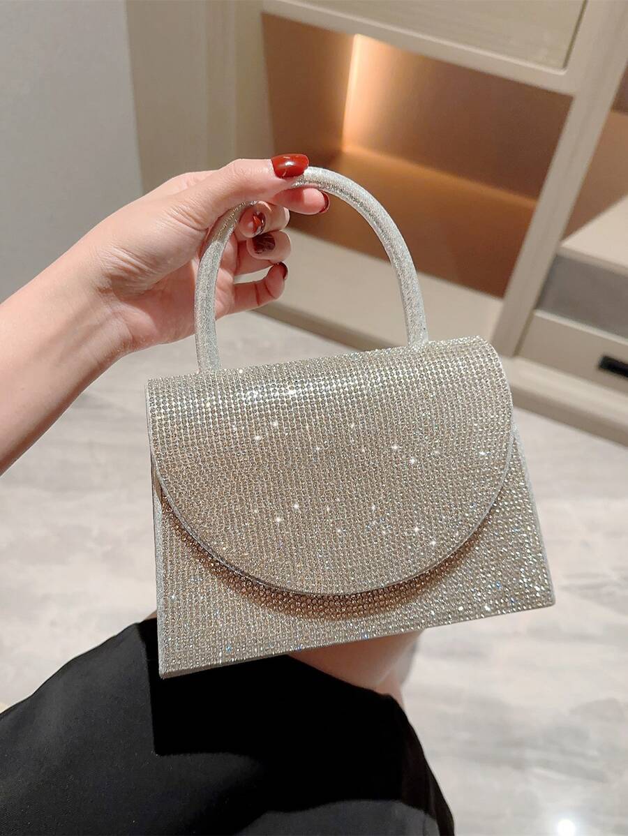 Moonlit EveBag Thời trang, Tối giản, Giản dị, Lấp lánh Bling, Sequin, Sang trọng, Trang trí bằng kim cương nhỏ sáng bóng Túi vuông lấp lánh Quyến rũ, Ví cô dâu hoàn hảo cho đám cưới, Tiệc vũ hội & sự kiện Túi buổi tối, Túi ăn tối cho cô gái dự tiệc, Phụ nữ - Bạc - Xem 1