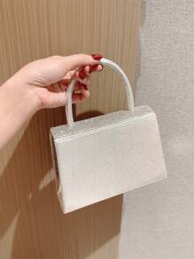 Moonlit EveBag Thời trang, Tối giản, Giản dị, Lấp lánh Bling, Sequin, Sang trọng, Trang trí bằng kim cương nhỏ sáng bóng Túi vuông lấp lánh Quyến rũ, Ví cô dâu hoàn hảo cho đám cưới, Tiệc vũ hội & sự kiện Túi buổi tối, Túi ăn tối cho cô gái dự tiệc, Phụ nữ - Bạc - Xem 2